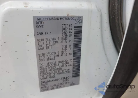 2024 Nissan Frontier Pro-4X 4X4 from USA, damaged, VIN 1N6ED1EK6RN659403